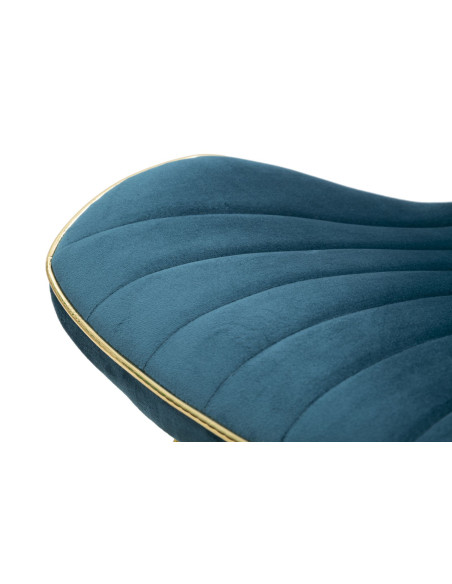 Chaise moderne en Velours Bleu canard Métal Doré Paris (Lot de 2) 