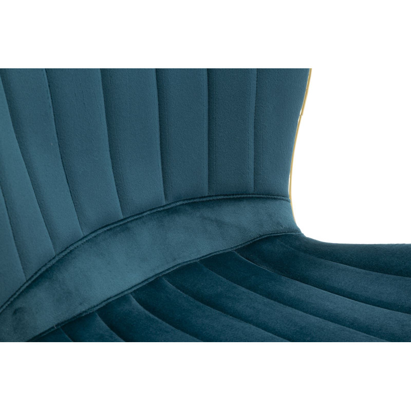 Chaise moderne en Velours Bleu canard Métal Doré Paris (Lot de 2) 
