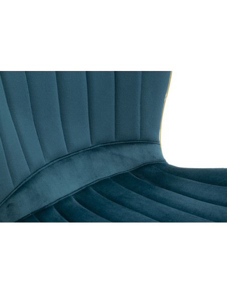Chaise moderne en Velours Bleu canard Métal Doré Paris (Lot de 2) 