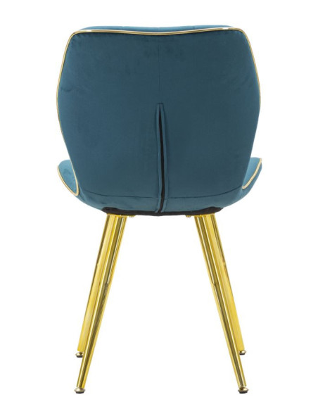 Chaise moderne en Velours Bleu canard Métal Doré Paris (Lot de 2) 