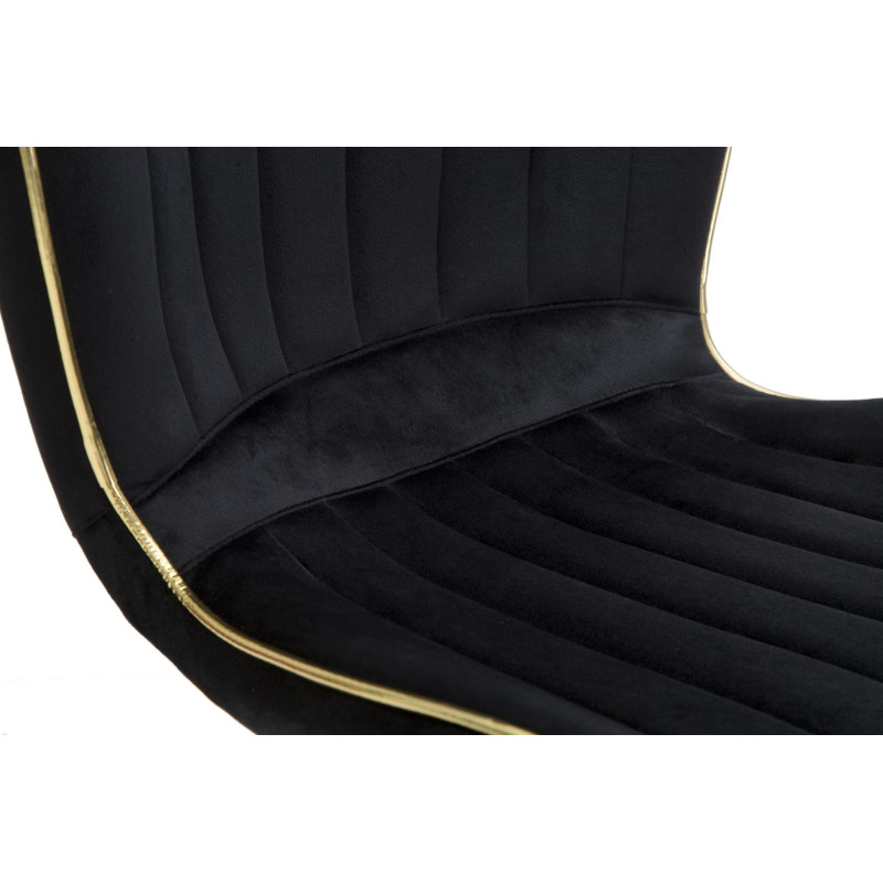 Chaise moderne en Velours Noir Métal Doré Paris (Lot de 2) 