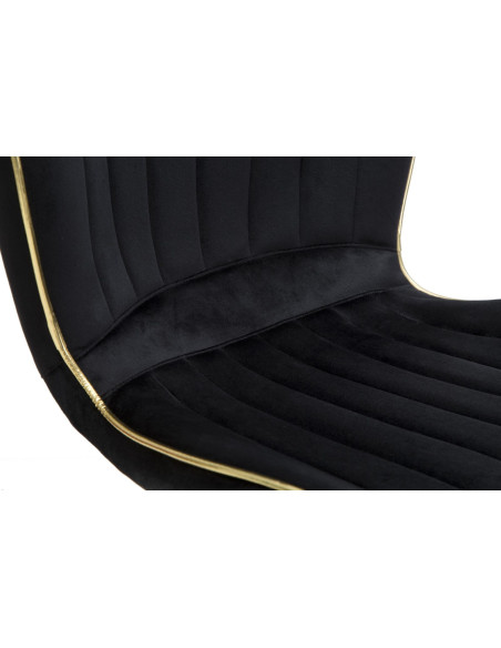 Chaise moderne en Velours Noir Métal Doré Paris (Lot de 2) 