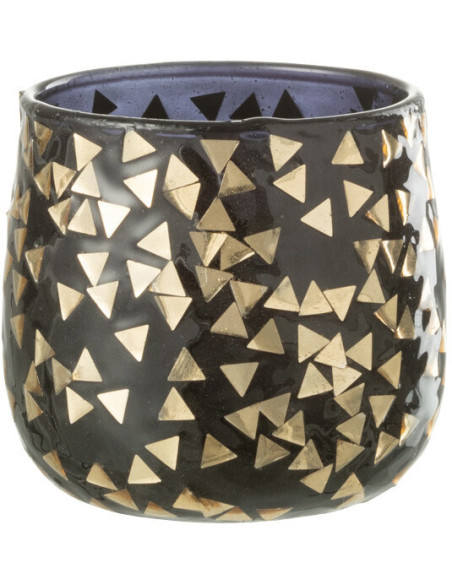 Photophore en verre noir motif Triangles dorés 7 cm - 1