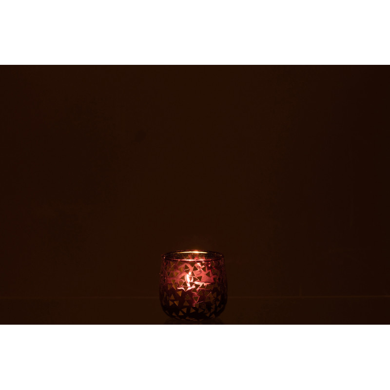 Photophore en verre noir motif Triangles dorés 7 cm - 4