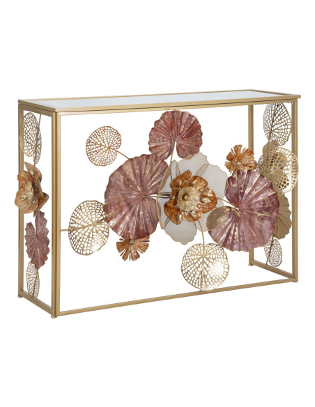 Console moderne Rectangulaire en Métal Doré Verre Redy 