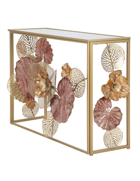 Console moderne Rectangulaire en Métal Doré Verre Redy 