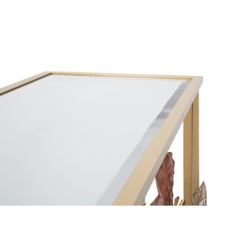 Console moderne Rectangulaire en Métal Doré Verre Redy 