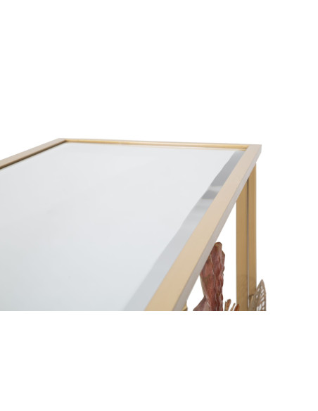 Console moderne Rectangulaire en Métal Doré Verre Redy 