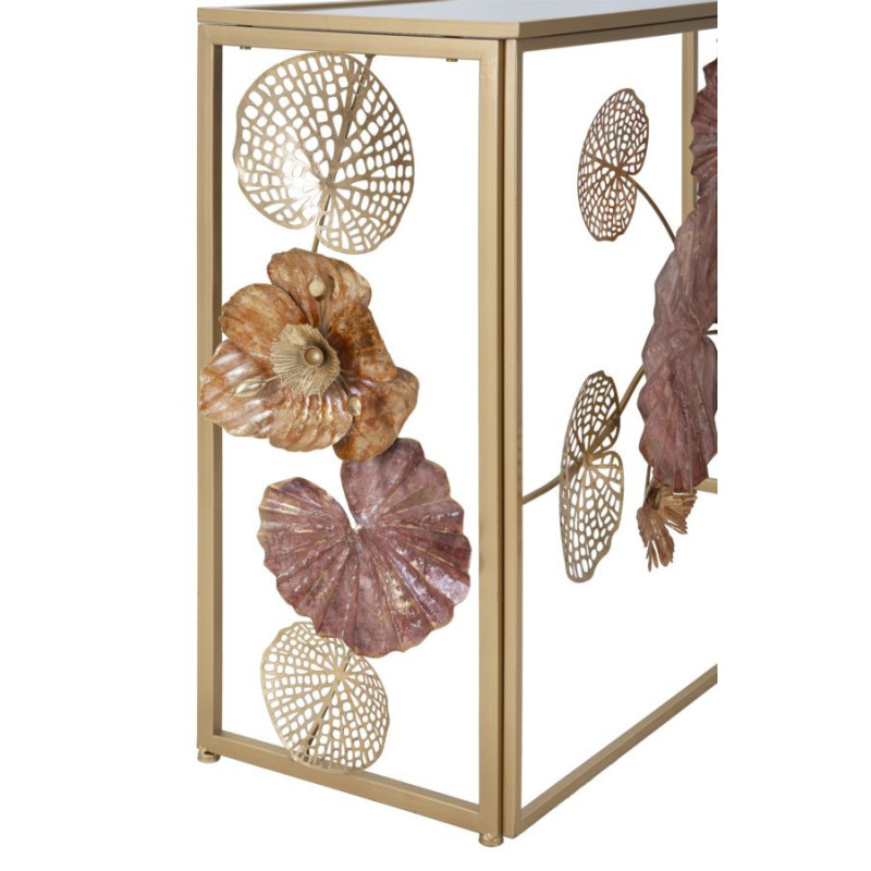 Console moderne Rectangulaire en Métal Doré Verre Redy 