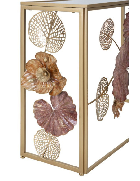 Console moderne Rectangulaire en Métal Doré Verre Redy 