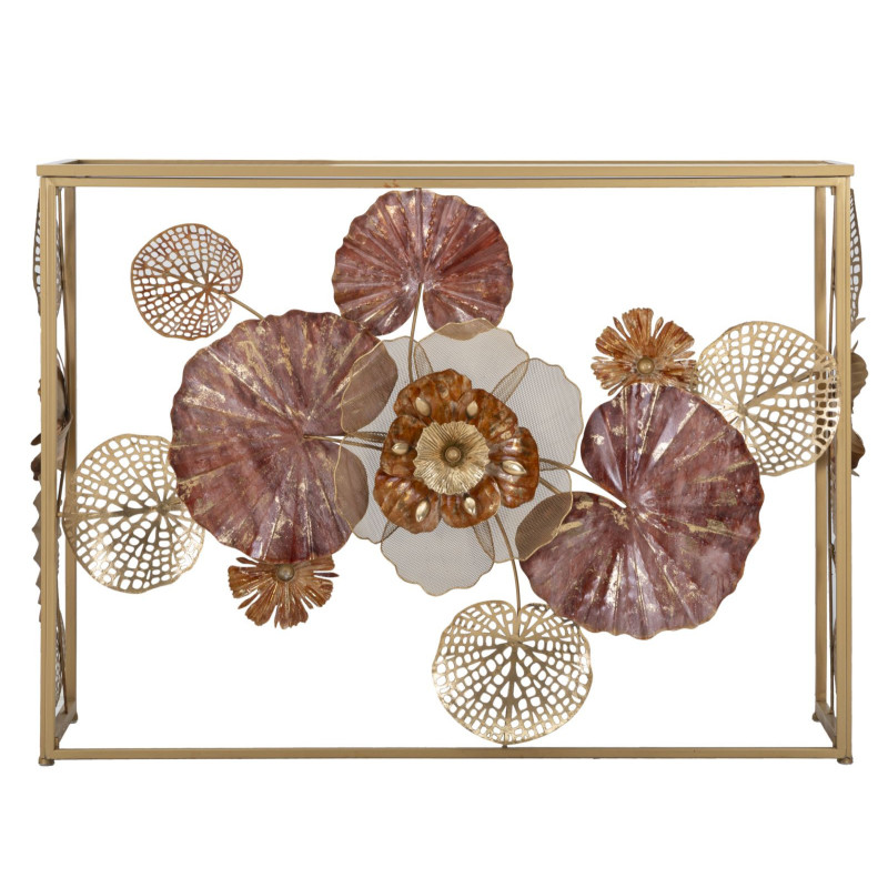 Console moderne Rectangulaire en Métal Doré Verre Redy 