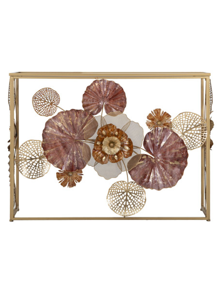 Console moderne Rectangulaire en Métal Doré Verre Redy 