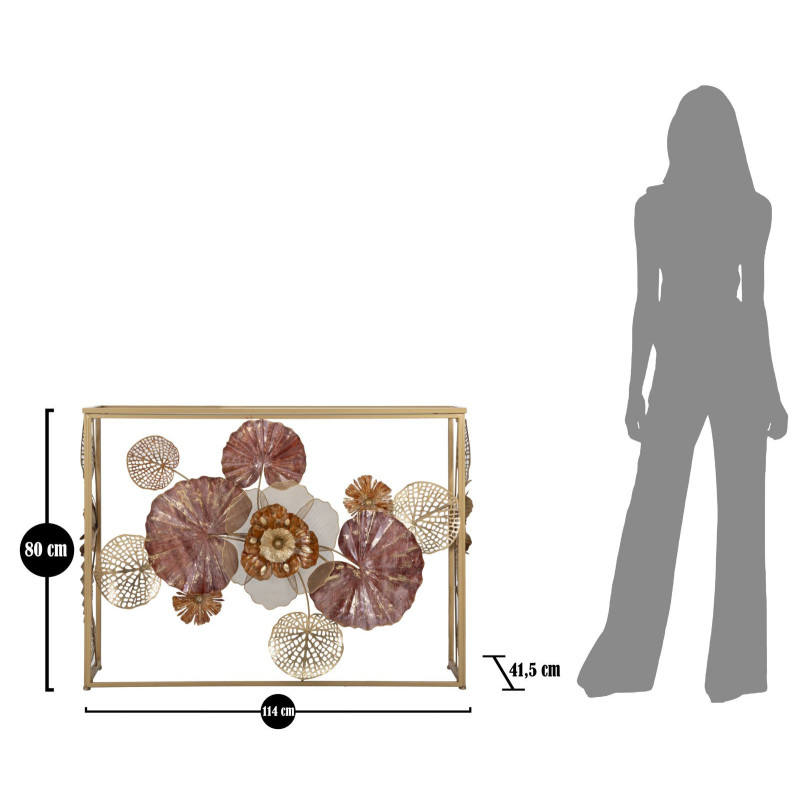 Console moderne Rectangulaire en Métal Doré Verre Redy 