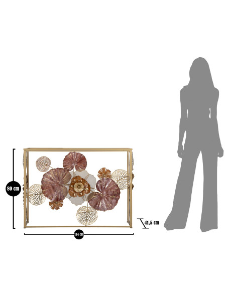 Console moderne Rectangulaire en Métal Doré Verre Redy 