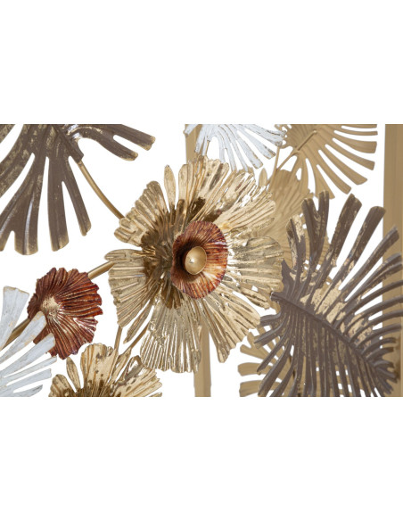 Console moderne Rectangulaire en Métal Doré Miroir Motif feuilles Floris 