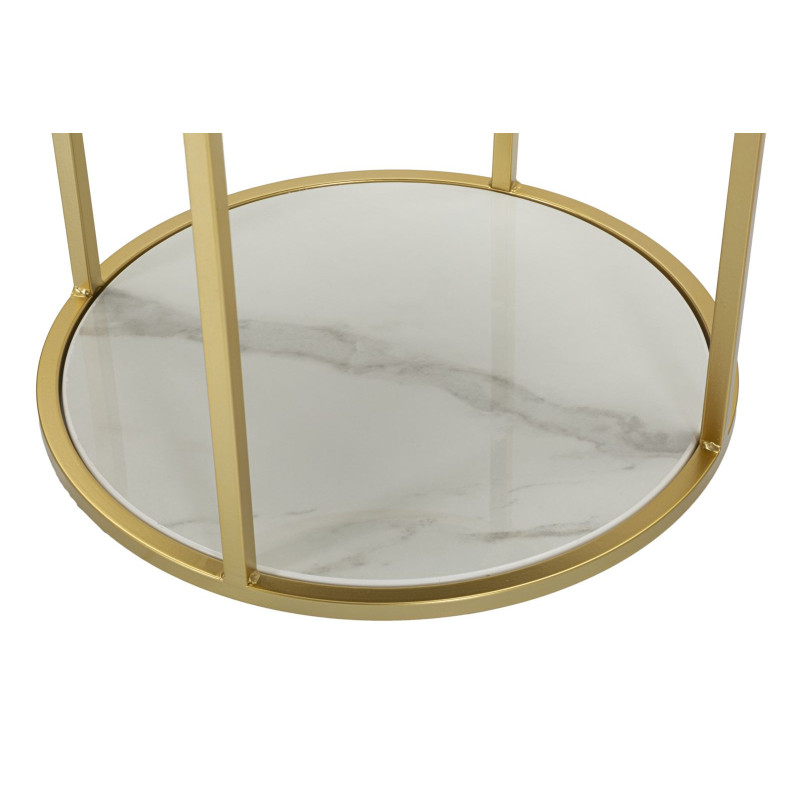 Chevet moderne 1 tiroir 1 étagère en Velours Blanc crème Métal Doré Bois de pin Blanc Effet marbre Montpellier Mauro Ferretti - 
