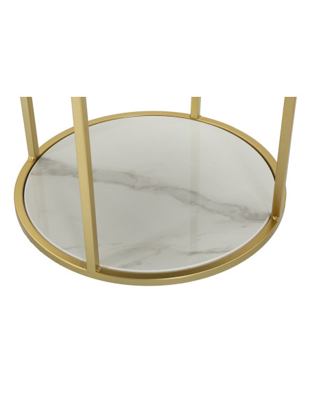 Chevet moderne 1 tiroir 1 étagère en Velours Blanc crème Métal Doré Bois de pin Blanc Effet marbre Montpellier Mauro Ferretti - 