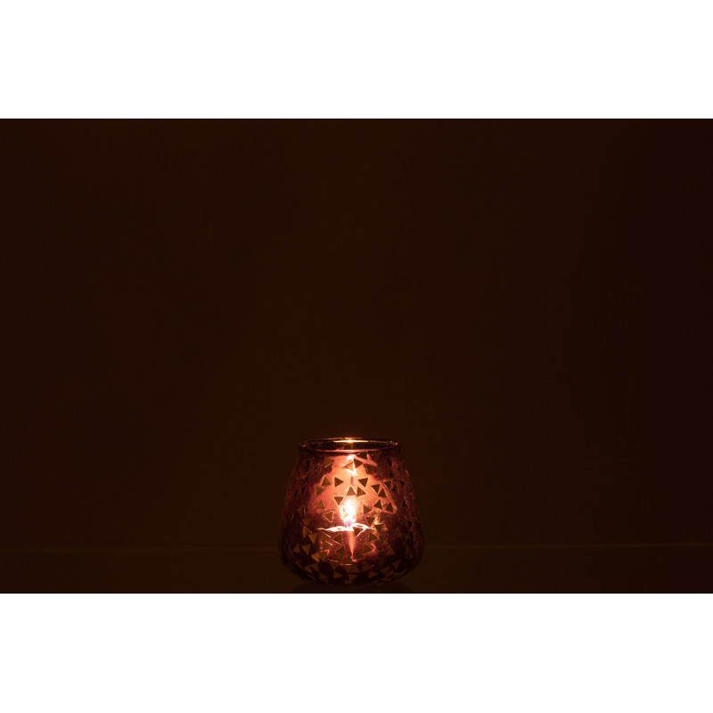 Photophore en verre noir motif Triangles dorés 9 cm - 4