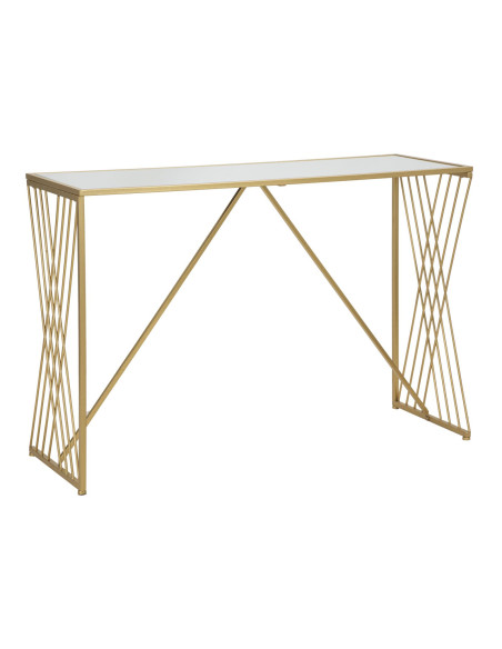 Console moderne Rectangulaire 2 niveaux en Métal Doré Miroir Easy 