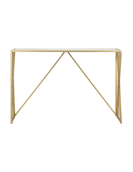 Console moderne Rectangulaire 2 niveaux en Métal Doré Miroir Easy 