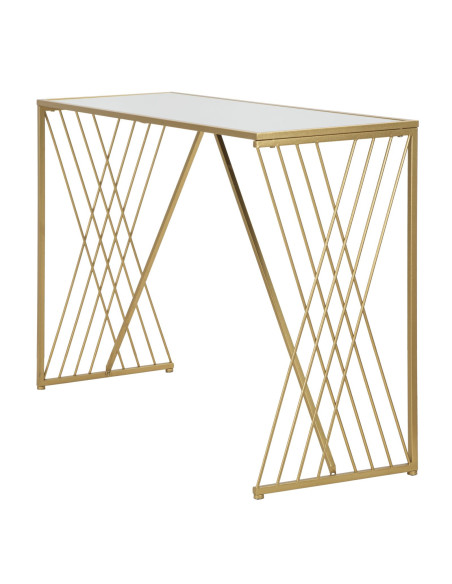 Console moderne Rectangulaire 2 niveaux en Métal Doré Miroir Easy 