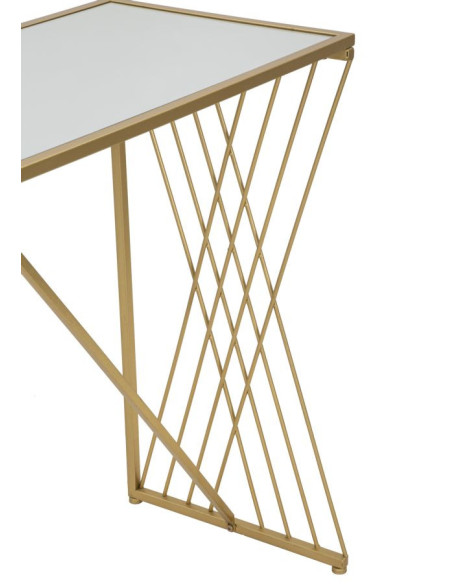 Console moderne Rectangulaire 2 niveaux en Métal Doré Miroir Easy 