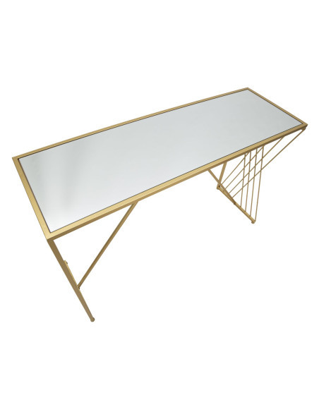 Console moderne Rectangulaire 2 niveaux en Métal Doré Miroir Easy 