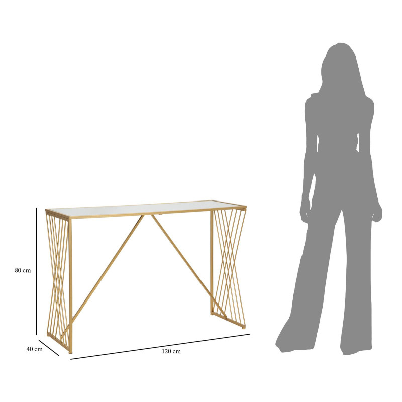 Console moderne Rectangulaire 2 niveaux en Métal Doré Miroir Easy 