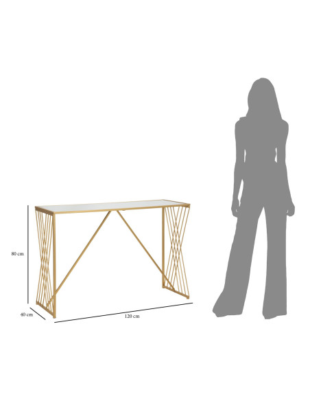 Console moderne Rectangulaire 2 niveaux en Métal Doré Miroir Easy 