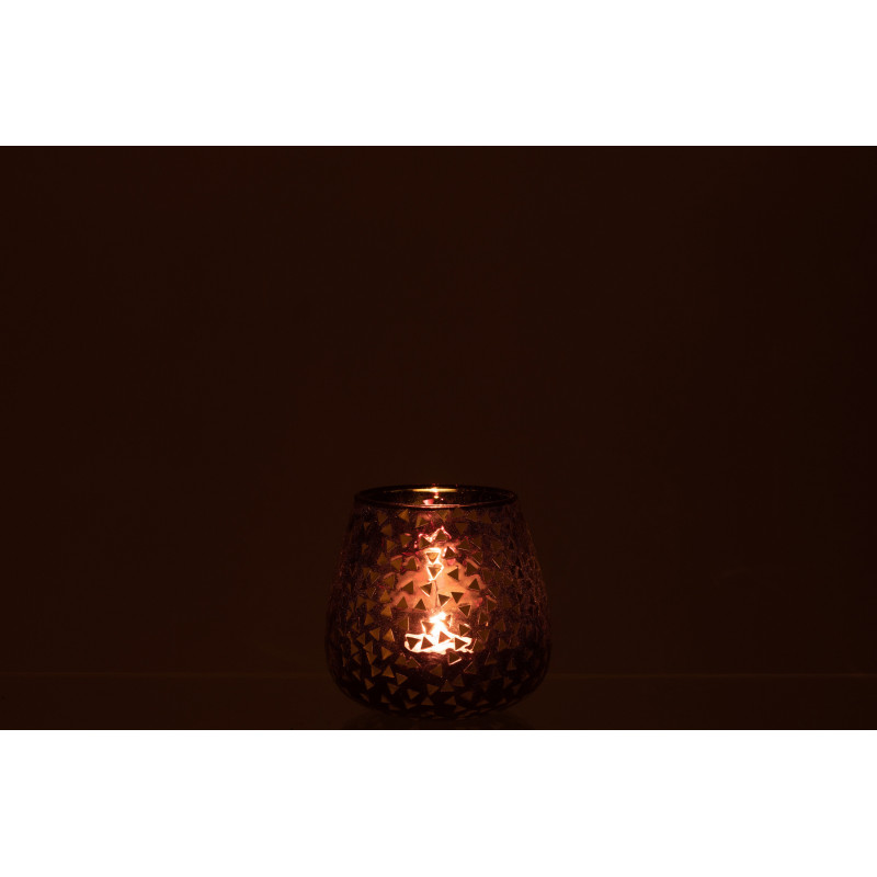 Photophore en verre noir motif Triangles dorés 11 cm - 4