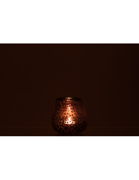 Photophore en verre noir motif Triangles dorés 11 cm - 4