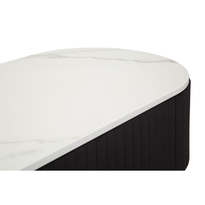 Meuble tv moderne 2 tiroirs en Velours Noir Métal Doré Bois Blanc Effet marbre Montpellier 