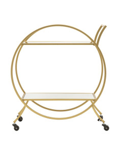 Desserte moderne sur roulettes Ronde en Métal Doré Miroir Round 