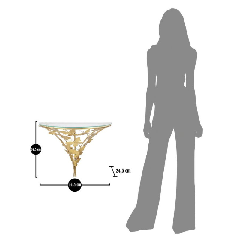 Console murale originale Papillons Demi lune en Métal Doré Verre Butterflies 