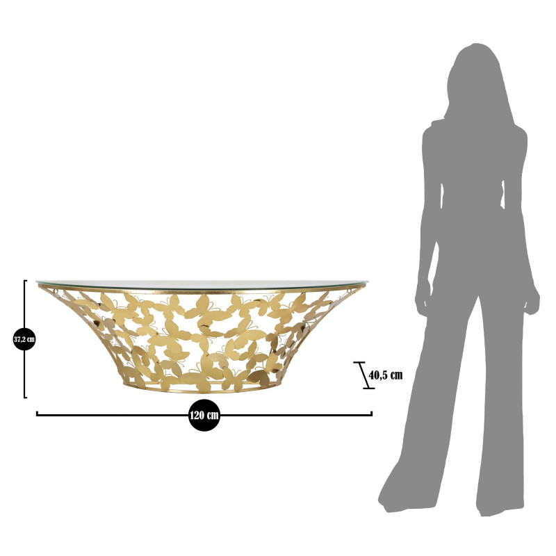 Console murale originale Papillons Demi lune en Métal Doré Verre Butterflies 