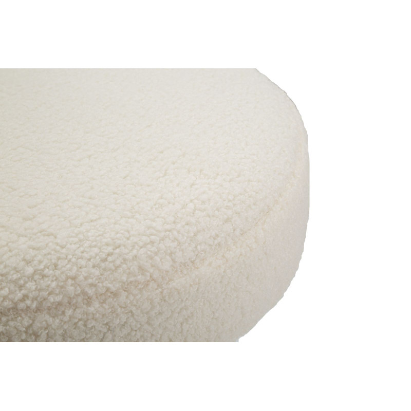 Table d'appoint moderne Ronde en Tissu Blanc crème Bouclette Métal Doré Iceland 