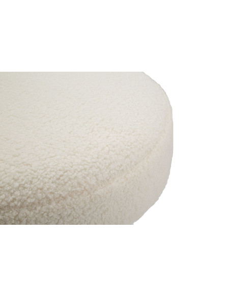 Table d'appoint moderne Ronde en Tissu Blanc crème Bouclette Métal Doré Iceland 