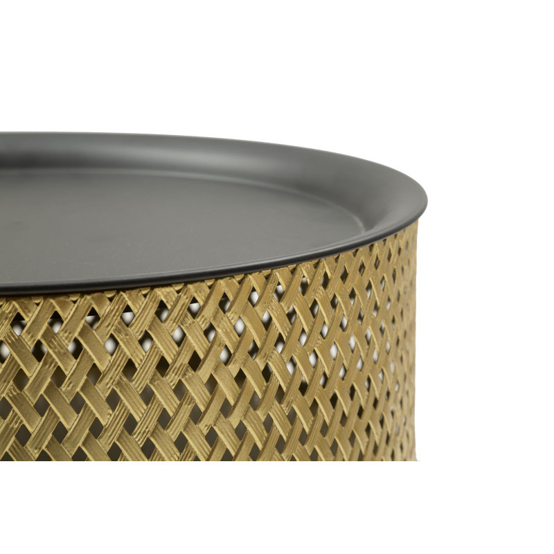 Table d'appoint moderne avec rangement Ronde 40 cm en Métal Doré Glovy 
