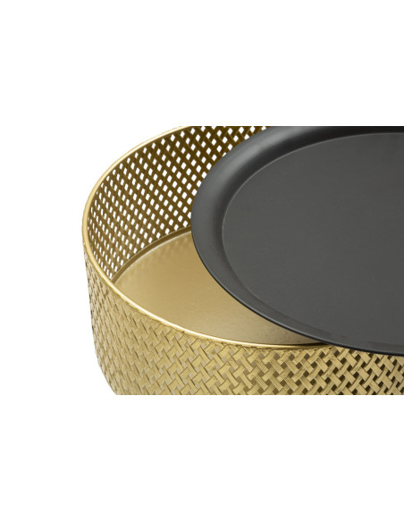 Table d'appoint moderne avec rangement Ronde 40 cm en Métal Doré Glovy 