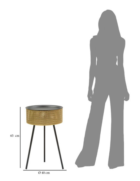Table d'appoint moderne avec rangement Ronde 40 cm en Métal Doré Glovy 
