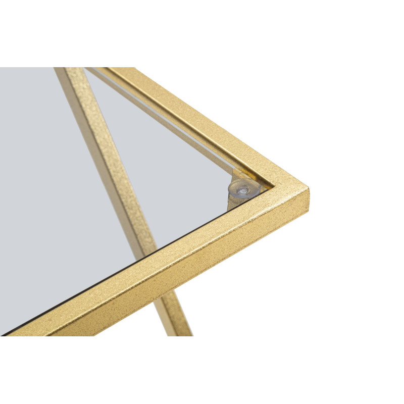 Bout de canapé moderne Carrée en Métal Doré Verre (Lot de 2) Z 