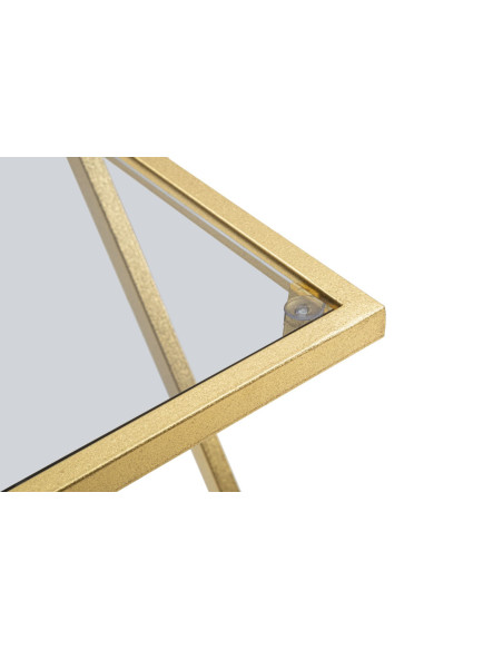 Bout de canapé moderne Carrée en Métal Doré Verre (Lot de 2) Z 