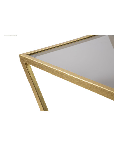 Bout de canapé moderne Carrée en Métal Doré Verre (Lot de 2) Z 
