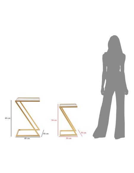 Bout de canapé moderne Carrée en Métal Doré Verre (Lot de 2) Z 