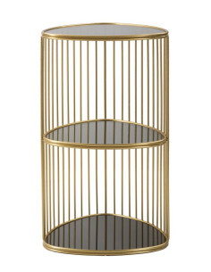 Table d'appoint moderne Triangulaire 2 étagères en Métal Doré Verre Triple 