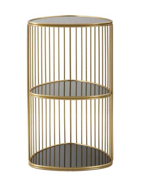 Table d'appoint moderne Triangulaire 2 étagères en Métal Doré Verre Triple 