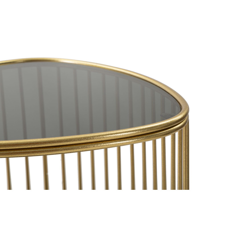 Table d'appoint moderne Triangulaire 2 étagères en Métal Doré Verre Triple 