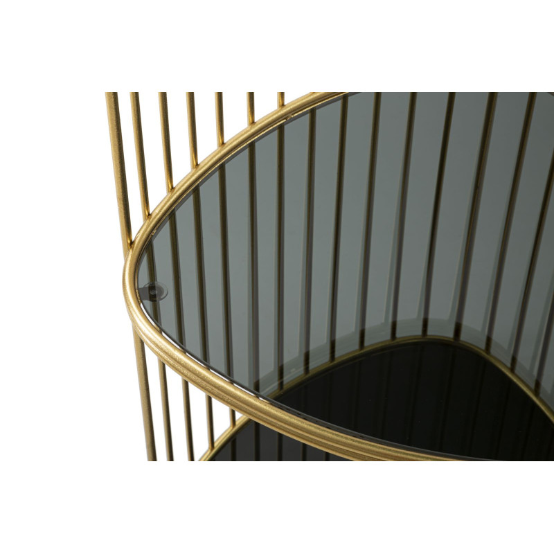 Table d'appoint moderne Triangulaire 2 étagères en Métal Doré Verre Triple 