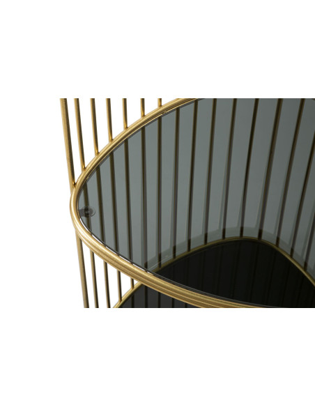 Table d'appoint moderne Triangulaire 2 étagères en Métal Doré Verre Triple 