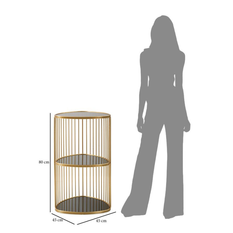 Table d'appoint moderne Triangulaire 2 étagères en Métal Doré Verre Triple 